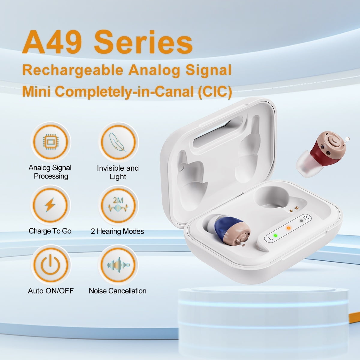 iadr Hearing Aids for Seniors Rechargeable with Noise Cancelling, Adults Hearing Amplifiers for Hearing Loss, Hearing Amplifiers with Magnetic Charging Case,Beige(A49)