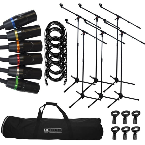 Clutch Adjustable Tripod Microphone Stand Package with Six Boom Stands