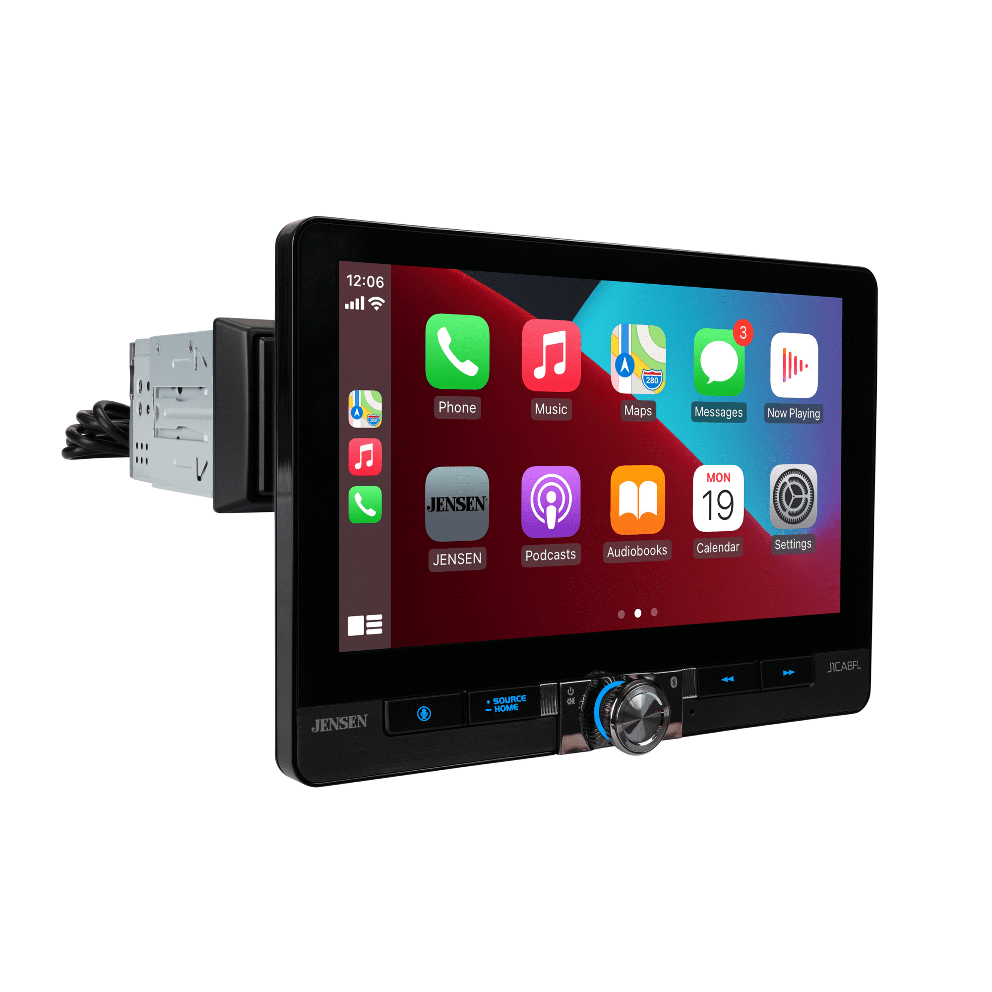 Jensen J1CA8FL 8" Single/Double DIN Car Stereo, Wireless Apple CarPlay Android Auto