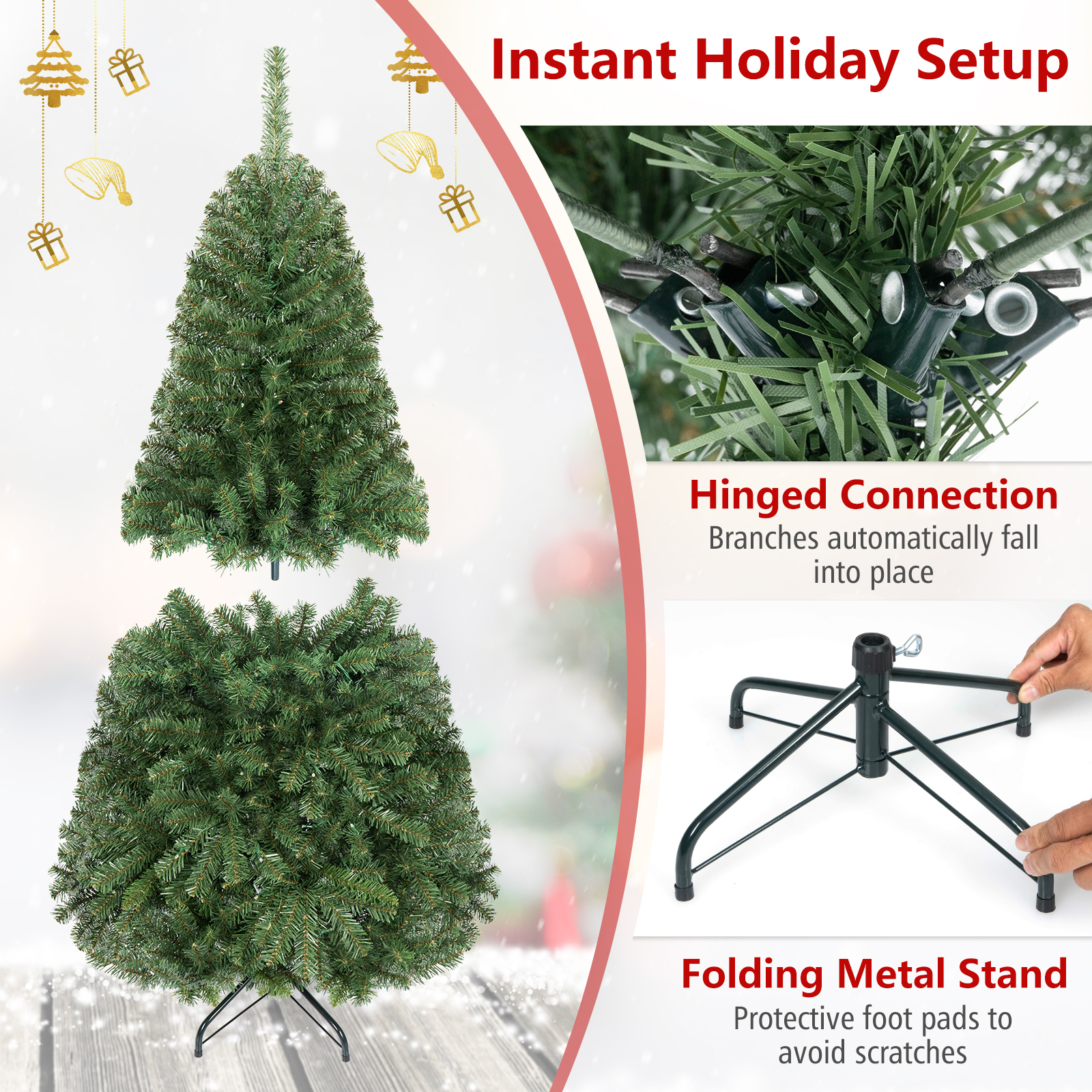 Costway 4' Pre-Lit Artificial Christmas Tree 100 LED photo 8