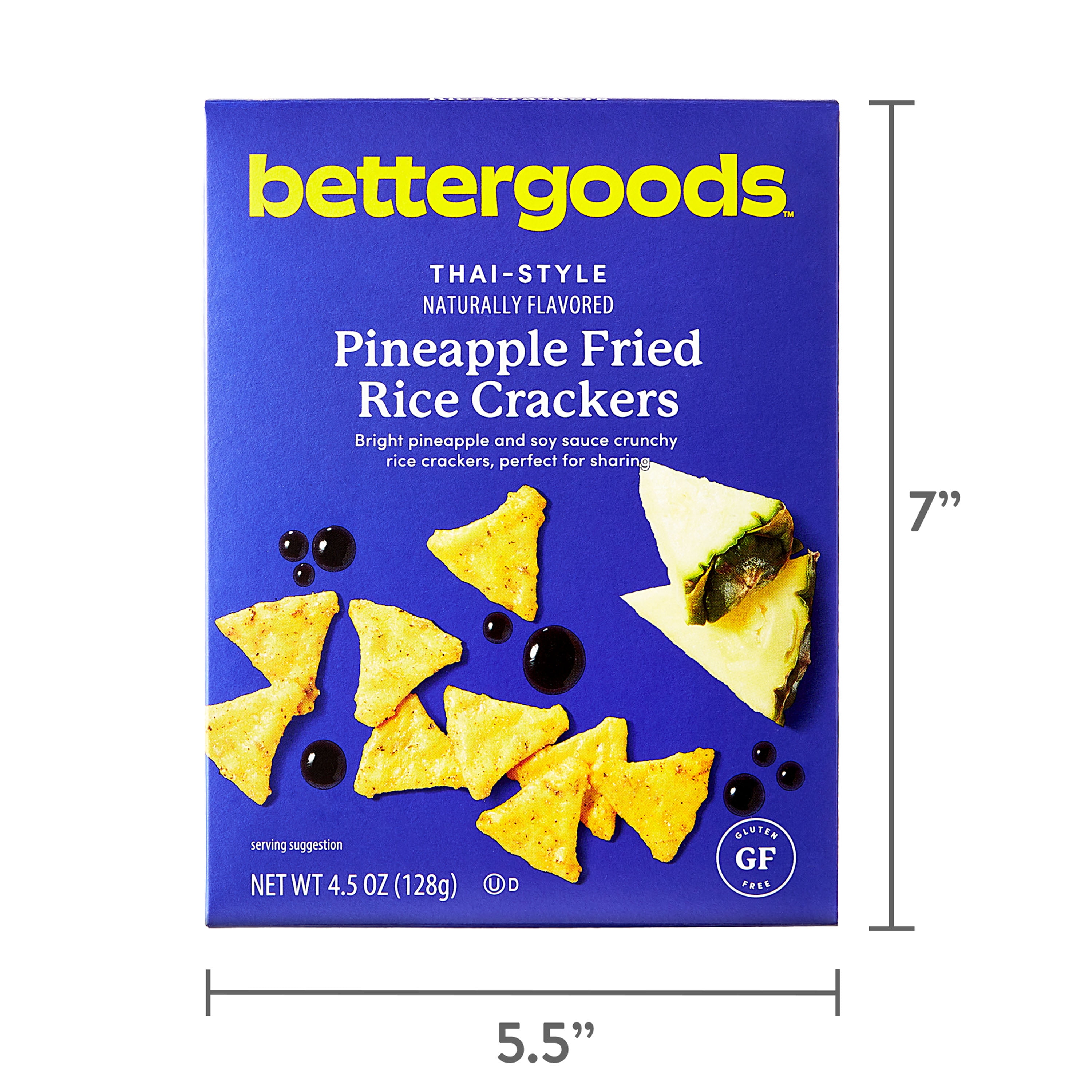 (4 pack) bettergoods Thai-Style Pineapple Fried Rice Crackers, 4.5 oz