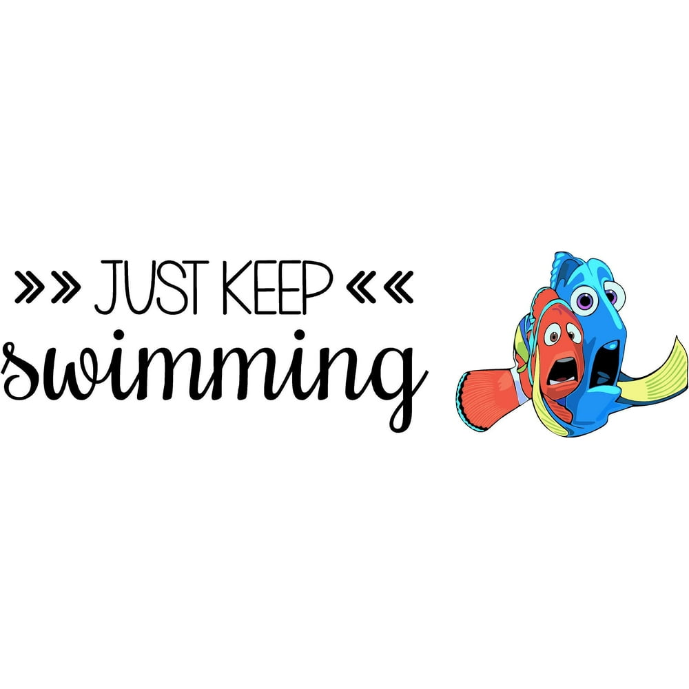 Just Keep Swimming Wall Art Decal Quotes 20" x 72" Stick And Peel Finding Nemo Home Vinyl