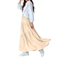 thumbnail image 2 of Fancifize Girls Summer Cotton Skirts Casual Elastic Waist Smock Long Skirt Kids Loose Ruffle Hem Maxi Skirts, 2 of 4