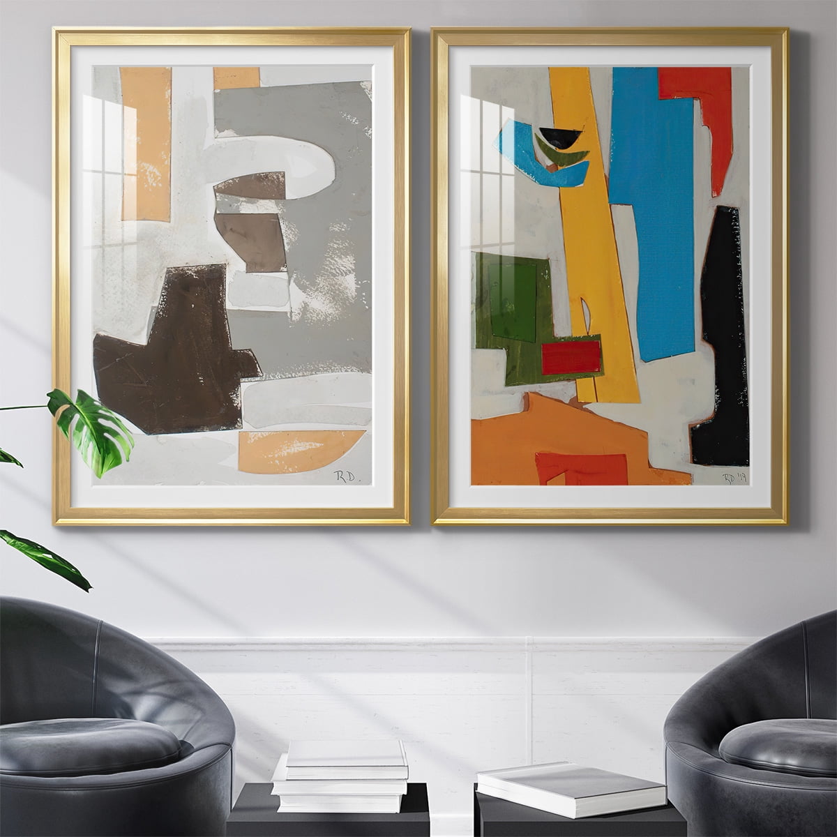 Wexford Home Andalusian Forms III Premium Framed Print, 18.5" x 24.5" - Ready to Hang, Gold (Set of 2)