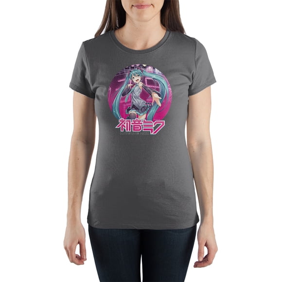 Hatsune Miku Anime Apparel Girls Grey Shirt- Small