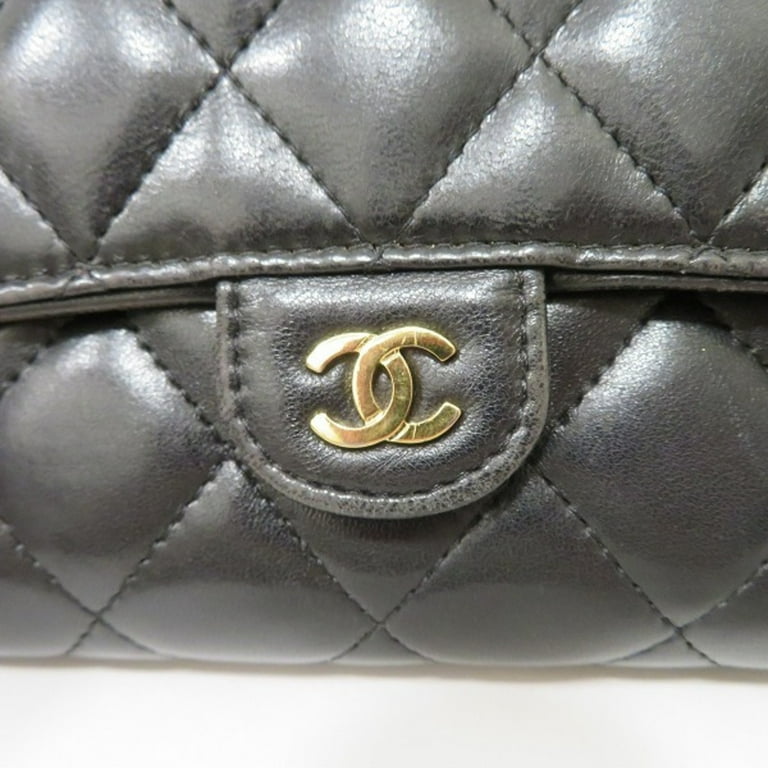 Authenticated Used Chanel CHANEL matelasse here mark flap wallet A80758  long ladies 