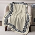 thumbnail image 3 of Throw Blanket for Couch Geometric Greek Key Design Soft Fleece Flannel Blankets Cozy Lightweight Blanket for Home Sofa Living Room Beige Bed Throws 40" x 60", 3 of 9