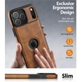 thumbnail image 2 of For Apple iPhone 18 Pro Max / iPhone 17 Pro Max Case, PU Premium Leather Slim Shockproof Cover, Brown, 2 of 6