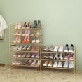 thumbnail image 6 of 3-Tier Stackable Shoe Rack, Expandable & Adjustable Shoe Shelf Storage Organizer, Metal Mesh, Gold$$Home Decor, Kitchen, & Other, 6 of 7
