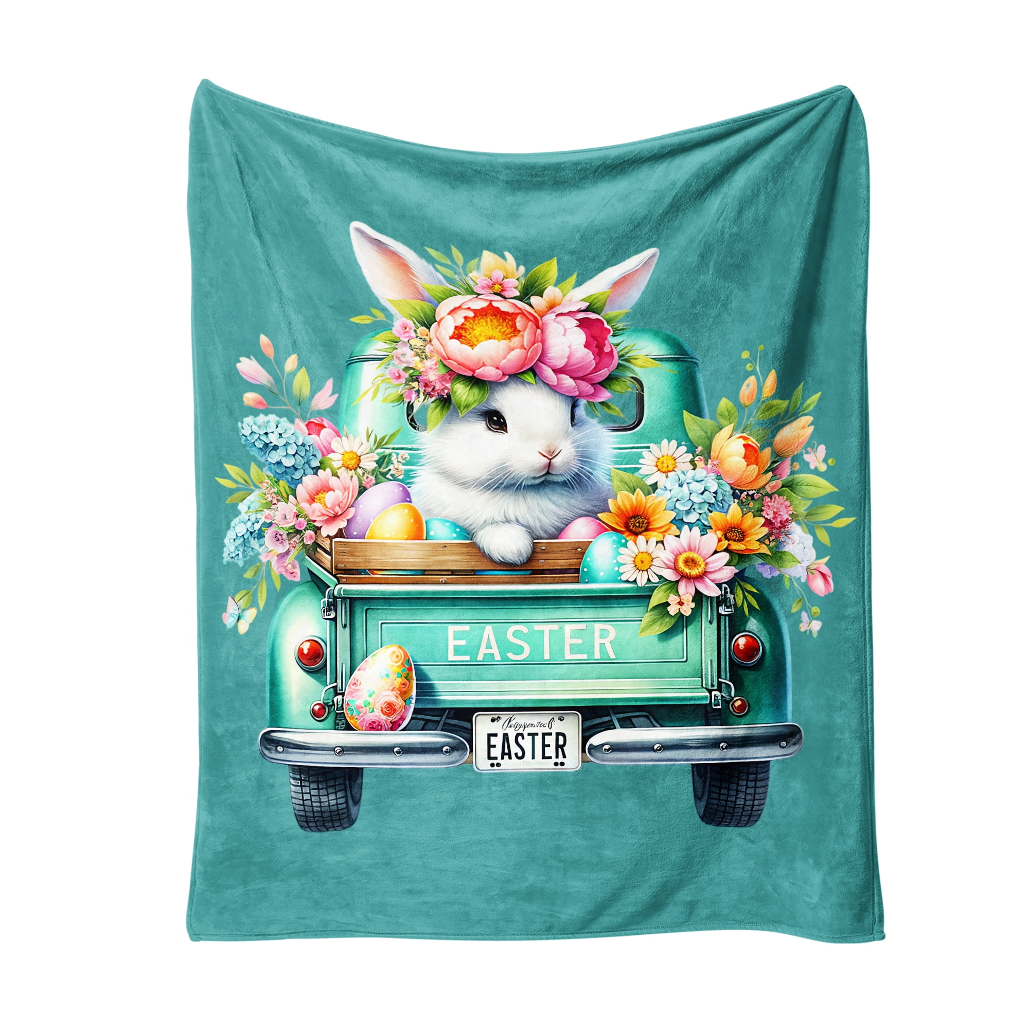 Easter Throw Blanket, Warm Fleece Flannel Bed Blanket, Lightweight Easter Blanket for Sofa Bed Couch 50"x60"