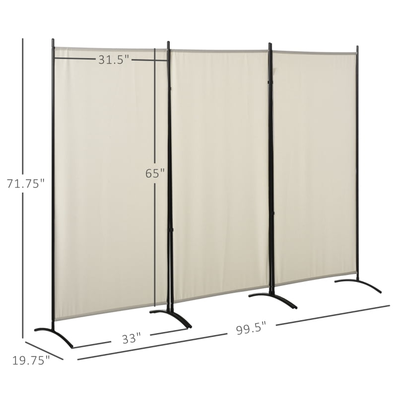 Alvantor 3-Panel Folding Privacy Screen, Freestanding Room Divider with Metal Frame 99.5"x71.75" Beige