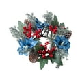 thumbnail image 5 of Kuntesetty Christmas Candle Ring Wreath Candle Holder Wreath for Farmhouse Home Holiday Blue Flower, 5 of 9