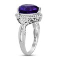 thumbnail image 3 of Jewelili Sterling Silver with 12 MM Heart Shape Amethyst and Round Created White Sapphire Engagement Ring, Size 7, 3 of 6