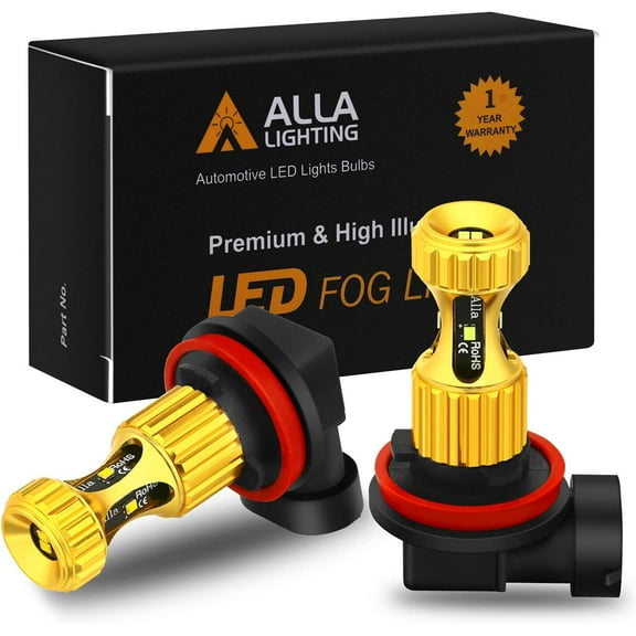 Alla Lighting H16 LED Fog Lights Bulbs Newest 3000lm Extreme Super Bright H11 H8, 6K Xenon White
