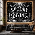 thumbnail image 6 of Cauldron with Bats Candles Pumpkins and Crystals, Playful Gothic Style for Halloween Decor Lovers, Witchy Wall Art, Halloween Gift, Tapestry Wall Hanging for Bedroom and Dorm, 6 of 7