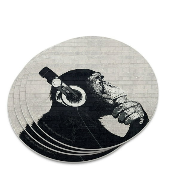 Headphone Chimp Monkey Wall Novelty Coaster Set