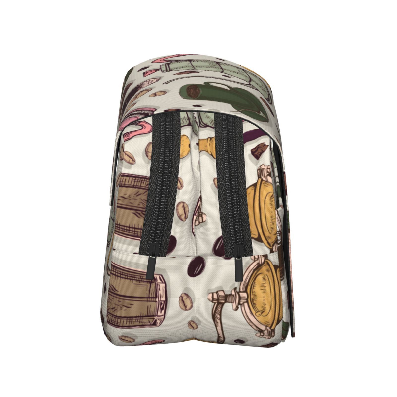 Rateoe Vintage Coffee Pattern Double Clamshell Pen Case, Storage Organizer with Two Zipper Compartments– Holds Up to 50 Pencils & Pens