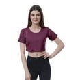 thumbnail image 1 of Moomaya Womens Round Neck Crop Top Short Sleeves Summer T-shirt Loose Fit Tops, 1 of 7