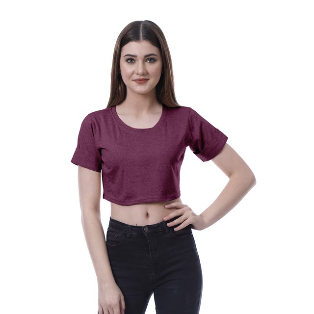 Moomaya Womens Round Neck Crop Top Short Sleeves Summer T-shirt Loose Fit Tops