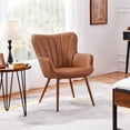 thumbnail image 3 of Yaheetech Modern Faux Leather Accent Chair, Retro Brown, 3 of 9