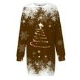thumbnail image 4 of Christmas Dresses for Women Party Long Sleeve Pullover Xmas Dress Round Neck (Brown M), 4 of 4