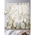 thumbnail image 4 of Floral Flower Semi Sheer Curtains 84 Inch Length 2 Panels Set, Modern Oil Painting Watercolor White Sheer Kitchen Curtain Privacy Voile Window Curtain for Living Room Bedroom Rod Pocket Drapes, 4 of 7