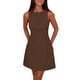 thumbnail image 1 of Vestido PRETTYGARDEN para mujer, corto, sin mangas, línea A, marrón, XXL, 1 of 8