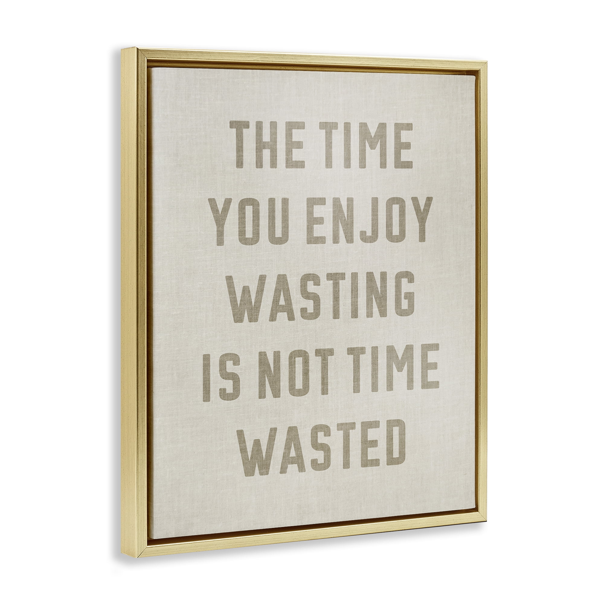 Stupell Industries Not Time Wasted Phrase Text & Numbers Painting Gold Floater Framed Canvas Art Print Wall Art, 25 x 31