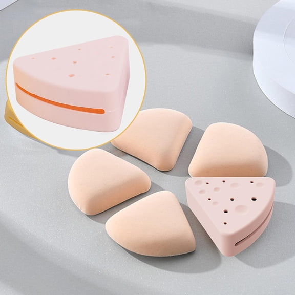 Triangle Makeup Sponge Holder/ Cosmetic Blender Sponge Case/ Portable Breathable Washable Compact Cute Soft Protective Container for Travel Light Pink