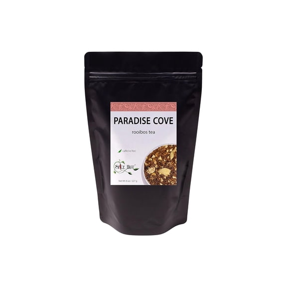 The Spice Hut - Paradise Cove Rooibos Tea, Loose Leaf Tea, 100% Caffeine-Free - Festive Holiday Tea, High Antioxidants, Hot & Iced, Makes 80-100 CUPS - 8oz Resealable Airtight Pouch