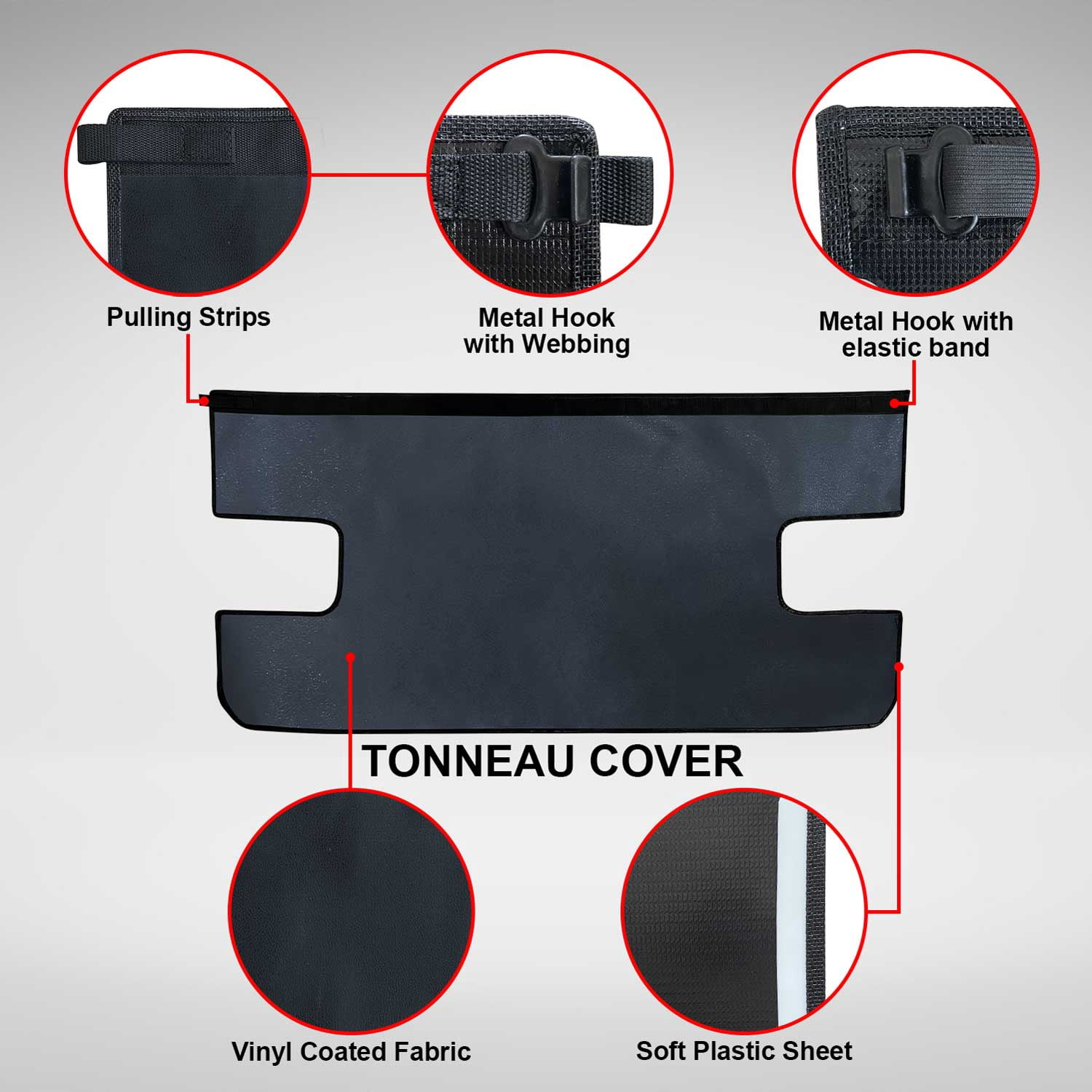 Shadeidea Jeep Wrangler Truck Tonneau Cover, Marine-Grade Vinyl Black, UV Blocker, JLU (2018-Current) 4 Door Rear  Tailgate Cover for Rubicon Sahara Sport S , 1 Piece