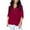 Wine, variant on MIUOWANP Plus Size Women's Solid Color V-Neck Zippered Long Sleeve Studded Casual Blouse Size XXXL(14)Pink