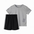 thumbnail image 2 of TOWED22 Toddler Baby Boy Summer Clothes Trucks Letters Short Sleeve T-shirt Top Elastic Waist Shorts Set Summer Outfit 2Pcs(Grey,10-11 Y), 2 of 5