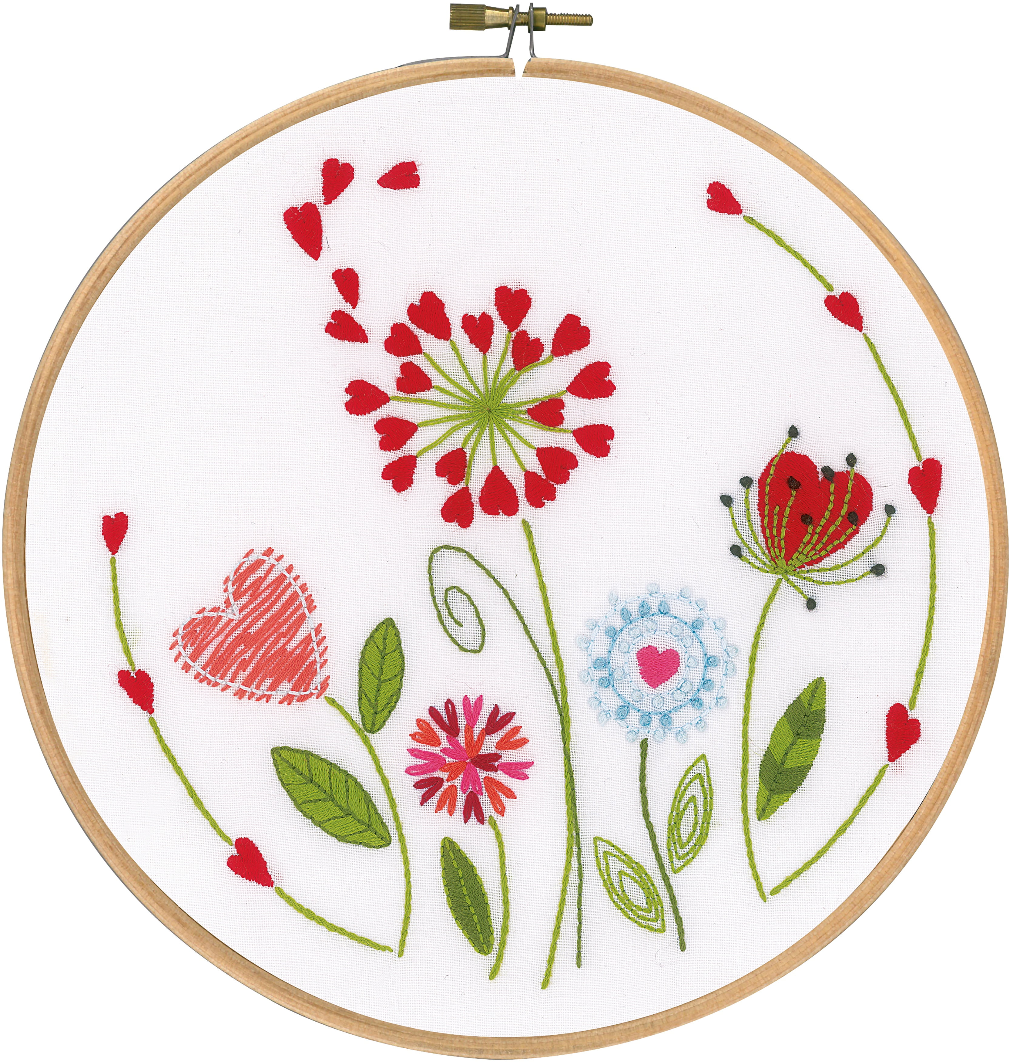 Vervaco Stamped Embroidery Kit 8" RoundFlowers