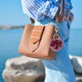thumbnail image 4 of EeaseCA 1Pc Leopard Printed Ear Keychain Furry Ball Bag Pendant Gift Key Ring (Claret), 4 of 8