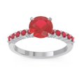 thumbnail image 1 of Bague de Mariée Ronde 2.25 Ct Rubis Rouge pour Femmes en Or Blanc Massif 18K Taille 8 par Diamond-Capitals, 1 of 7