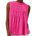 thumbnail image 3 of Talla grande Tops de tallas grandes,Blusa de lino para mujer, blusa plisada con cuello en V, mezcla de algodón y lino, camiseta holgada de manga larga para uso informal, sopatenor, 3 of 8