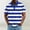 Blue, variant on Mens Striped Polo Shirts Horizontal Striped Breathable Shirts Loose Fit Beach Top for Cruise