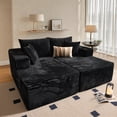 thumbnail image 2 of Vcatnet 75" Oversized Modular Sectional Sofa Cloud Couch Plush Corduroy Chaise Lounge Loveseat Sofa Bed Upholstered Sleeper Sofa for Living Room and Bedroom, Black, 2 of 9