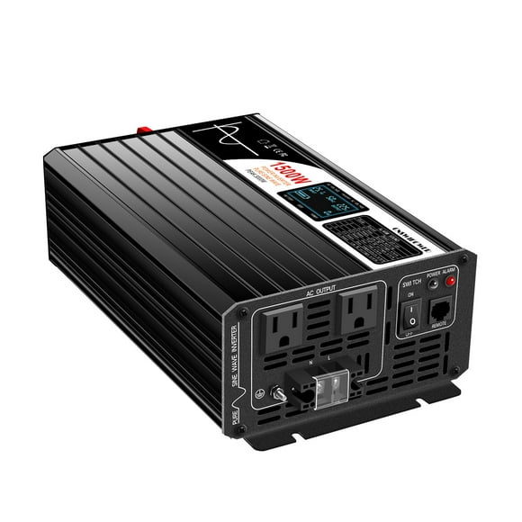 CNSWIPOWER 1500W (Potencia máxima 3000 W) inversor de Onda sinusoidal Pura y convertidor Solar CC24V a CA 120V 60 Hz con Arranque Suave para Coche y Camping (CC 24V (Rango 20V-30V) 1500W)