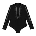 thumbnail image 3 of TiaoBug Kids Boys Shiny Rhinestone Latin Ballet Dance Gymnastics Leotard Long Sleeve Bodysuit Black 16, 3 of 5