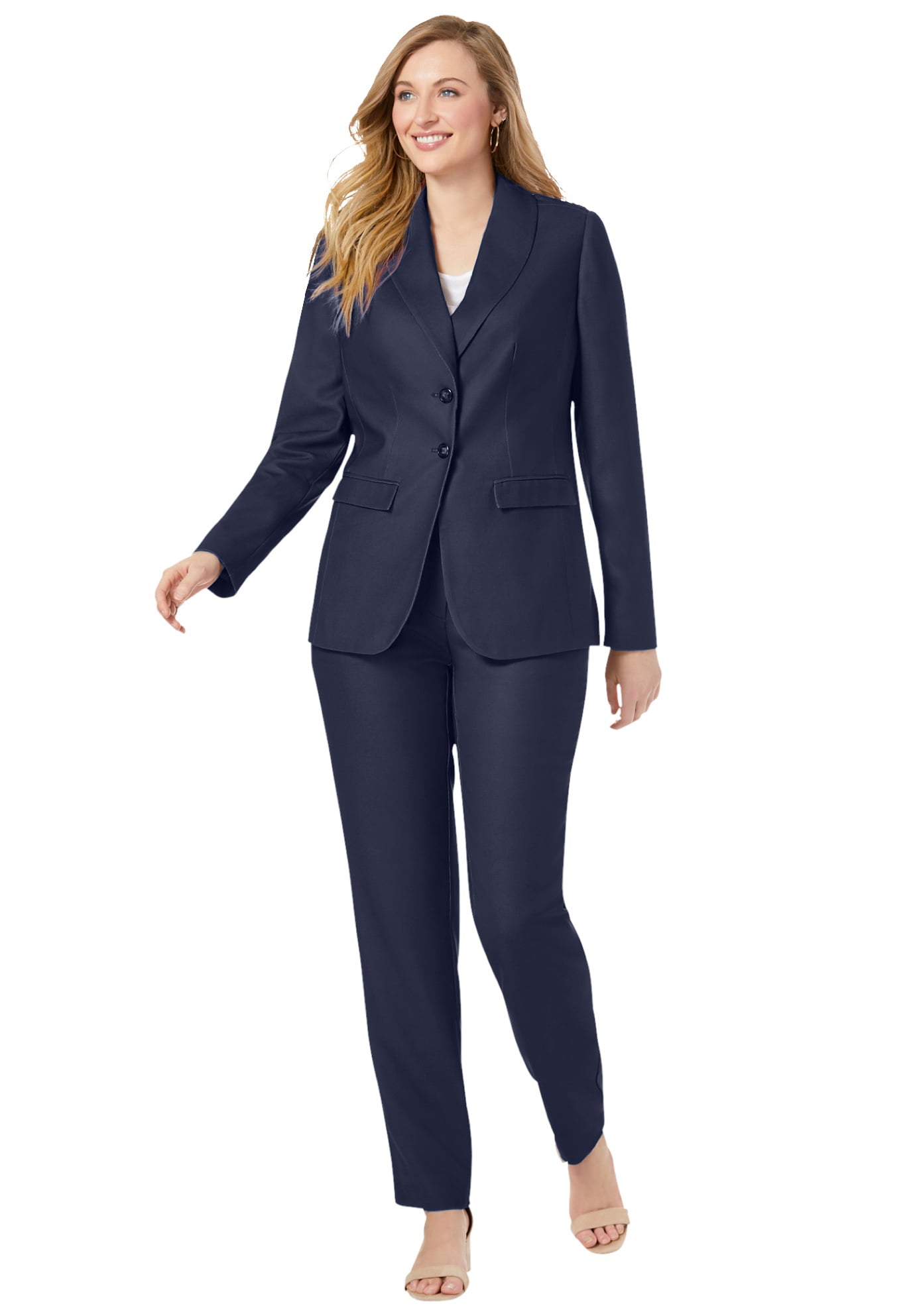 Jessica London Womens Plus Size Single-Breasted Pant Suit Set 