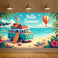 thumbnail image 7 of Colorful Design Summer Beach Banner Decorative Travel Theme Seaside Background for Vacation Party Outdoor Event Kids Celebration, 7 of 7