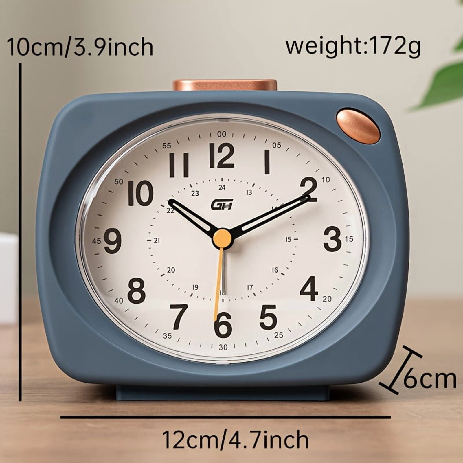 Silent modern bedroom alarm clock with snooze and night light functions | Perfect for bedside, office, or dorm use - a student essential, uses 1 battery (battery not included).