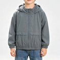 thumbnail image 2 of SGFCWSX Boys Windbreaker Jacket Lightweight Hooded Zip Up Water Resistant Outdoor Coat Gray Size 12, 2 of 7