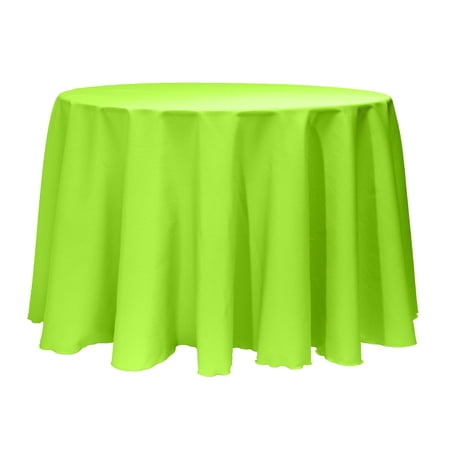 Ultimate Textile (10 Pack) 114-Inch Round Polyester Linen Tablecloth - for Wedding Restaurant or Banquet use Neon Green