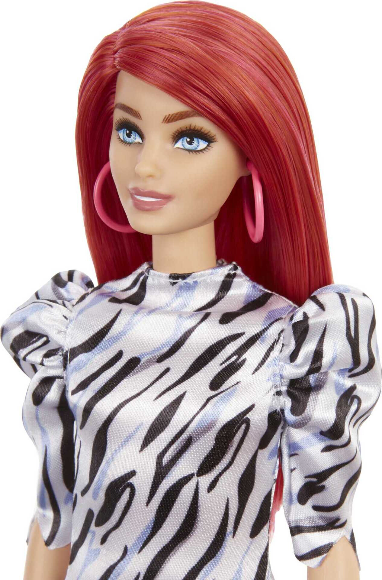 Barbie Fashionistas Doll #168 with Smaller Bust, & Long Red Hair in Zebra-striped Dress - image 4 of 7