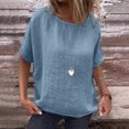 thumbnail image 2 of Womens 100% Linen Tops Crewneck Short Sleeve Blouses Casual Summer, 2 of 9