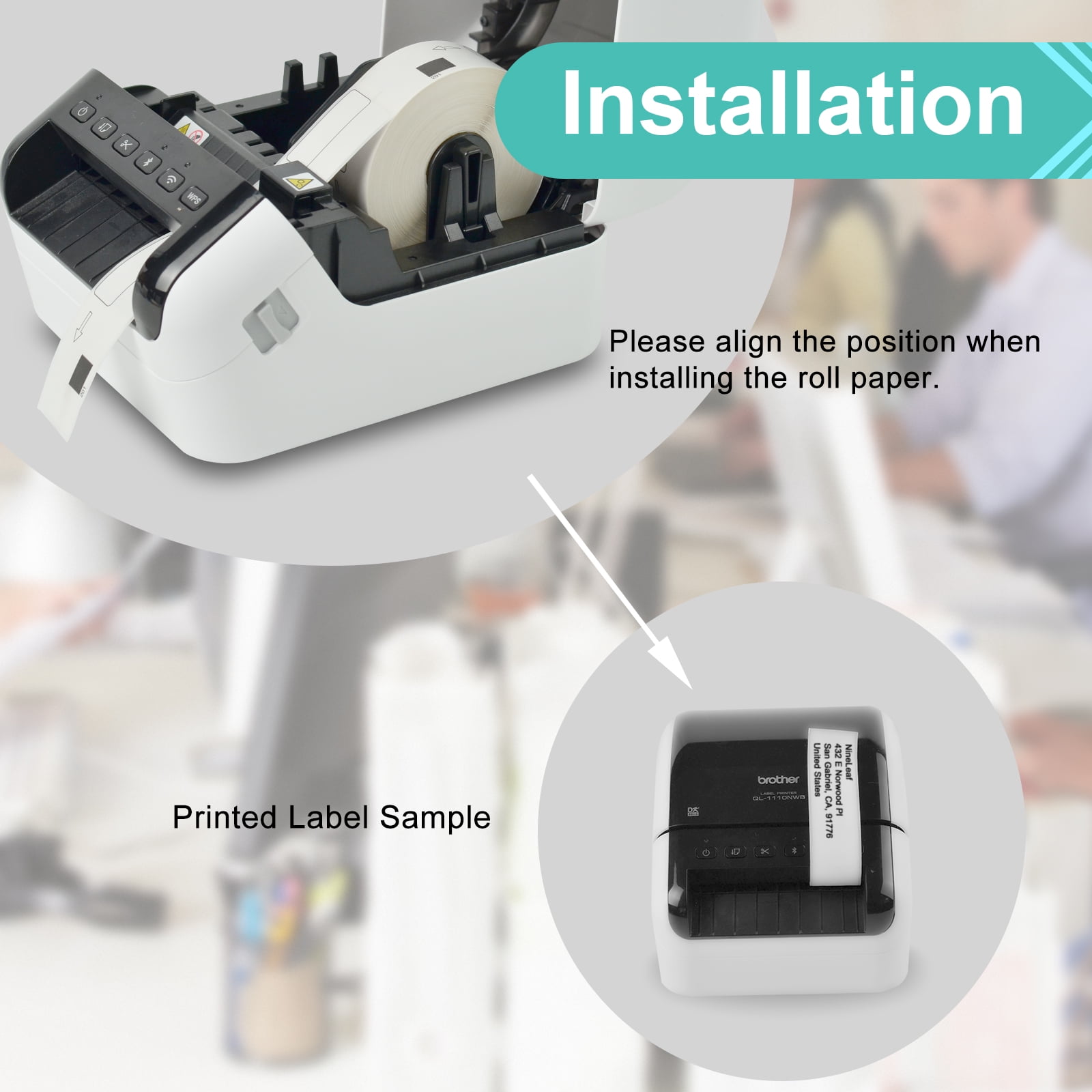 NineLeaf 4 Rolls Compatible for Brother DK-1201 1.1 in x 3.5 in Die-Cut Standard Address Labels, 400 Labels Per Roll