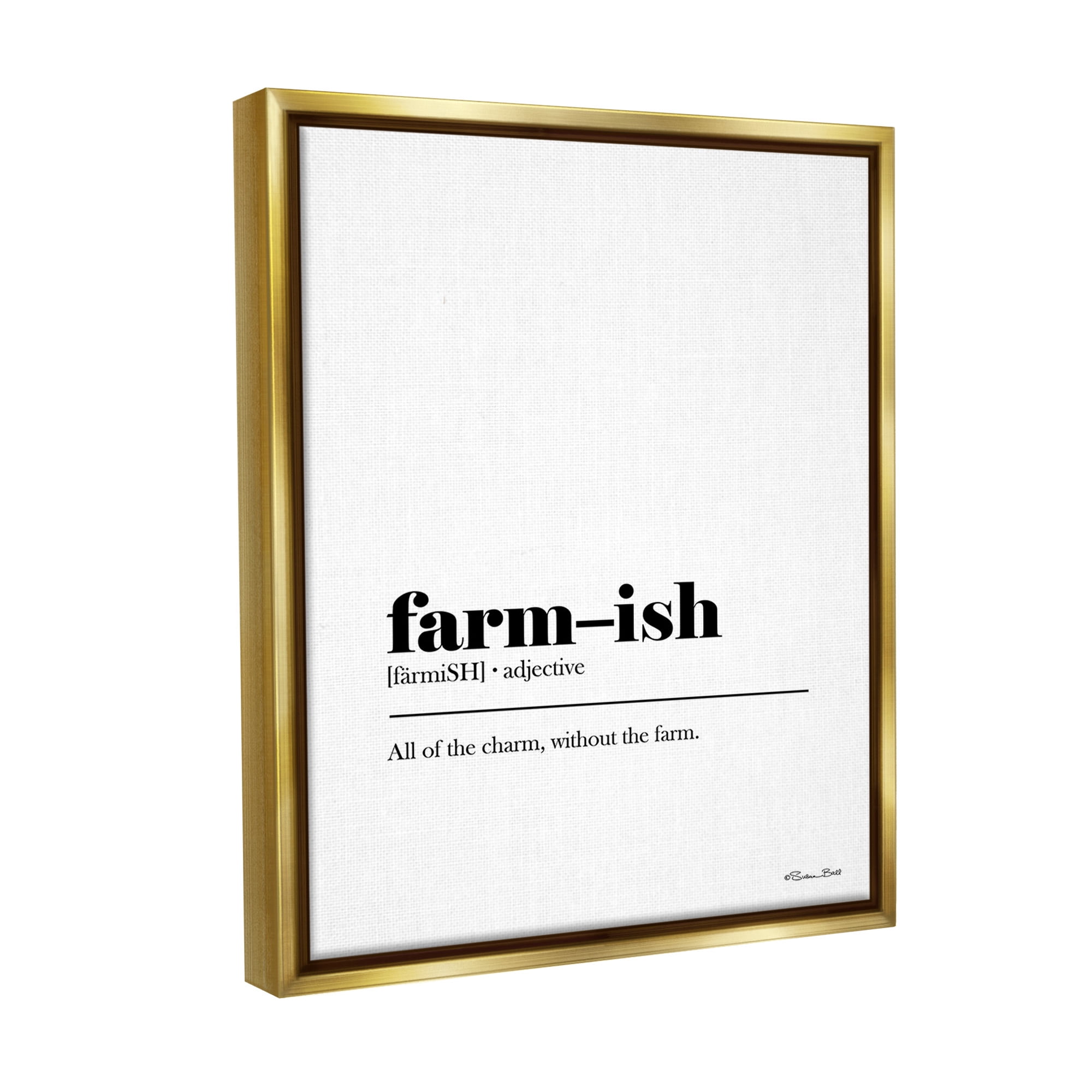 Stupell Industries Farm-ish Funny Definition Typography Painting Gold Floater Framed Canvas Art Print Wall Art, 25 x 31